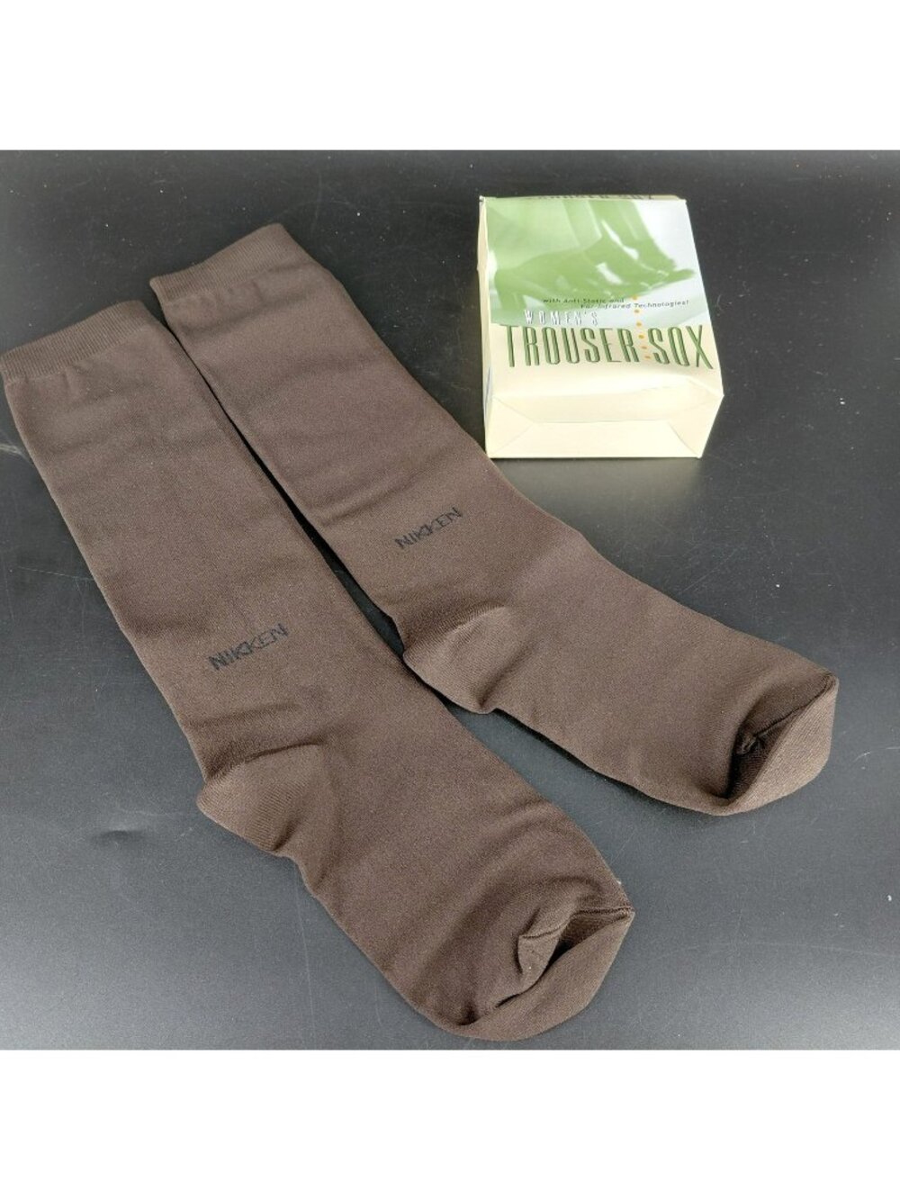 Vintage Nikken Thermowear Trouser Sox Womens 5-9 Brown Thermal Dress Socks NEW